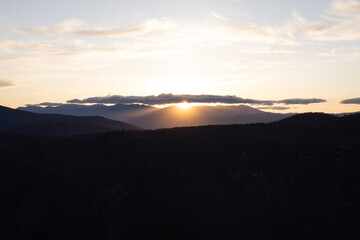Sun Setting over Mountain Ridge in Western North Carolina