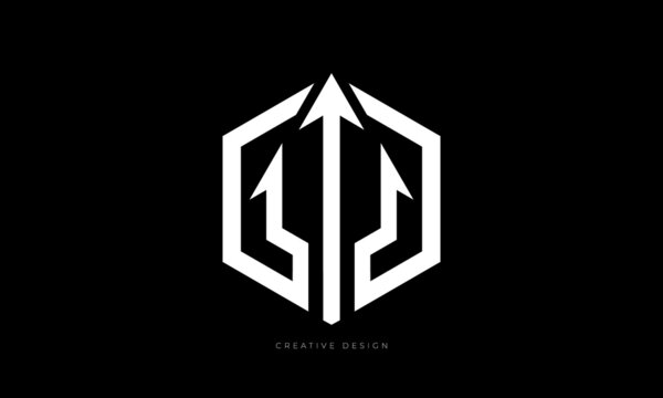Hexagon trident creative brand logo design
