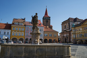 Jicin, Czech Republic - March 20, 2022 - Valdštejn Square (formerly also Masaryk Square) is the...