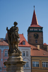 Naklejka premium Jicin, Czech Republic - March 20, 2022 - Valdštejn Square (formerly also Masaryk Square) is the main square in Jičín