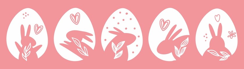 Vector Easter pattern with rabbits and eggs