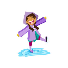 Isolated girl splash kids rain winter weather vector illustarion