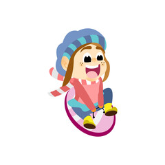 Isolated girl scream kids rain winter weather vector illustarion