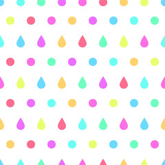 Seamless pattern created by circles and raindrop set to background in pastel color style
