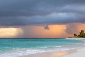 Sunrise storm and beach