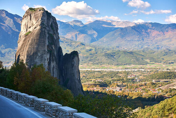 A massif of sandstone and conglomerate rocks in central Greece on which monasteries