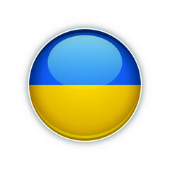 Flag of Ukraine. Vector illustration. Round glossy button. National flag of Ukraine.