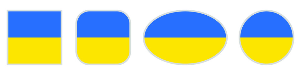 Flag of Ukraine. National flag of Ukraine. Set of buttons. Vector illustration. Set of geometric shapes.