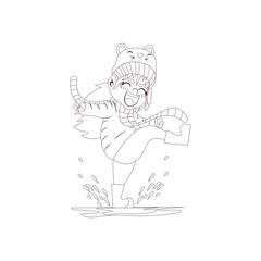 Isolated girl splash draw kids rain weather vector illustation