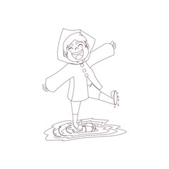 Isolated boy splash kids rain winter weather vector illustarion