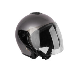 Gray motorcycle helmet