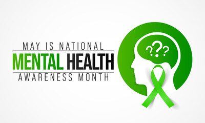 Mental health awareness month observed each year during May. it includes our emotional, psychological, and social well-being. It affects how we think, feel, and act. Vector illustration