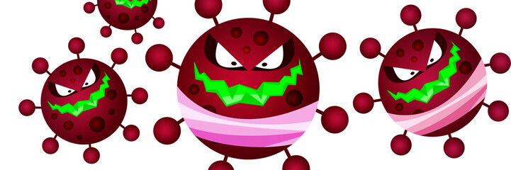 Obraz premium Funny Covid-19 cell with an open mouth and a crown on its head. 3D illustration