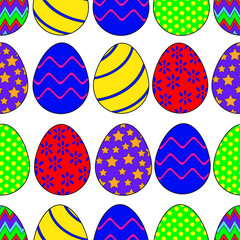Seamless pattern of Easter eggs. Vector illustration.