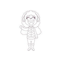 Isolated girl happy kids rain winter weather vector illustarion