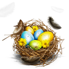 Beautiful Easter background with colorful Easter eggs
