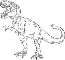 Tyrannosaurus rex extinct dinosaur of Cretaceous period. Vector outline for coloring