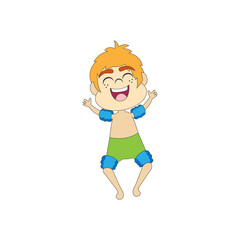 Isolated boy happy beach summer kids holiday vector illustration