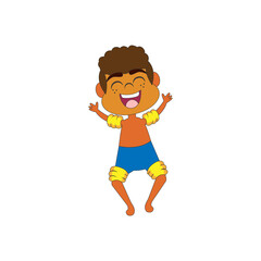 Isolated boy beach summer kids holiday vector illustration