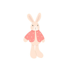 Rabbit. Bunny toy. Isolated on white. Vector