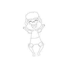 Isolated boy happy beach draw summer kids holiday vector illustration
