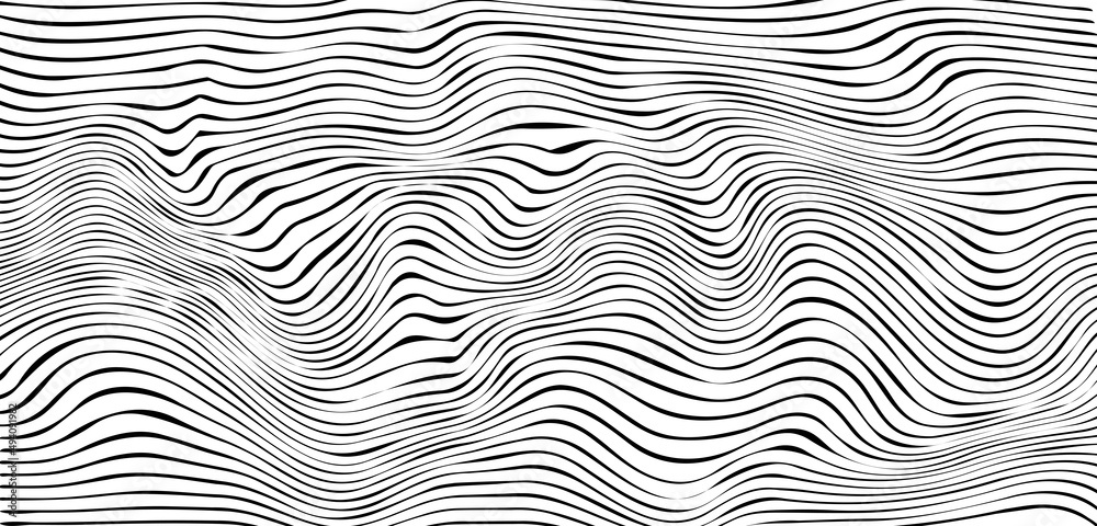 Aufkleber distorted lines. striped wave with distortion effect. optical illusion. vector illustration.