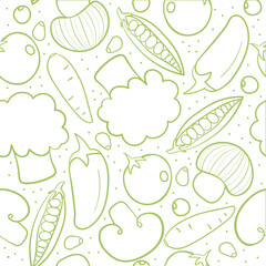 Vegetable ingredients vector seamless pattern, use for menu,templates,websites, textile, surface,packages,flyers,