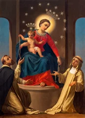 Foto op Canvas MONOPOLI, ITALY - MARCH 6, 2022: The painting of Madonna with the carmelitans St. John of the cross and St. Theresia of Avilla in church Santa Theresia by unknown artist. © Renáta Sedmáková