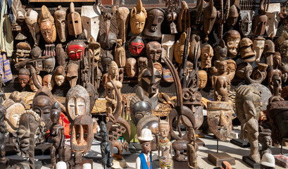 large selection of African tribal wood mask and sculptures for sale