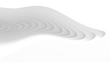 Abstract white paper layers curve pattern. 3d render