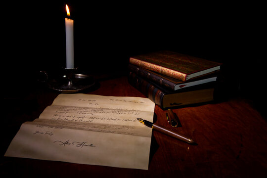 Old letter with fountain pen and cancle