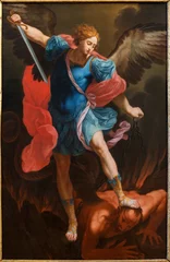 Foto op Plexiglas MATERA, ITALY - MARCH 7, 2022: The painting of St. Michael archangel in the church Chiesa di Santa Chiara after Chido Reni (18. cent.). © Renáta Sedmáková