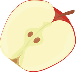 red apple in cut vector illustration isolated on white background