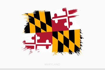Grunge flag of Maryland, vector abstract grunge brushed flag of Maryland. - obrazy, fototapety, plakaty