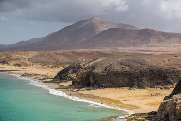 Fototapeta na wymiar volcanic landscape in island Papaygo Beach Lanzarote Canary Islands