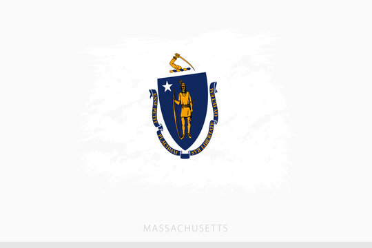 Grunge flag of Massachusetts, vector abstract grunge brushed flag of Massachusetts.