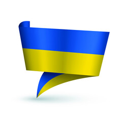 Ukrainian flag. Abstract isolated ribbon or paper banner. National flag of Ukraine. Vector illustration.