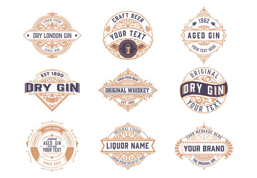 Set of 9 Badges and Logos