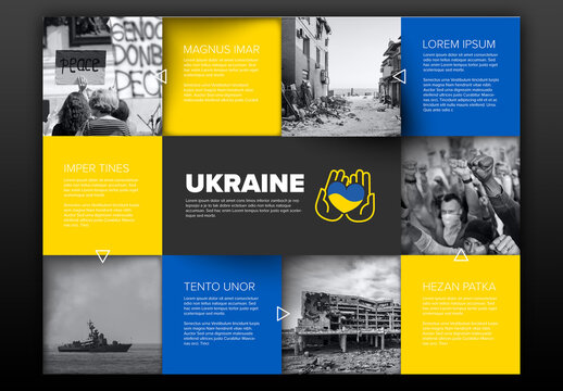 Ukraine Content Flyer with Photo Placeholders Layout