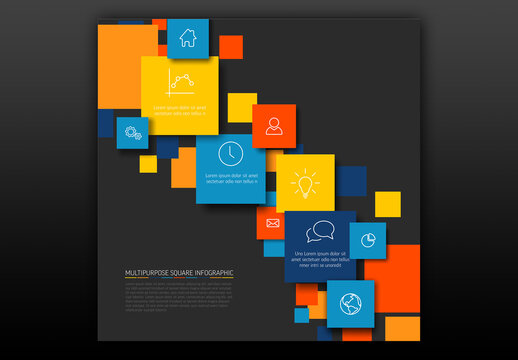 Vector Diagonal Squares Colorful Infographic Layout