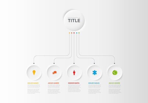 Simple Infographic with Big Center Circle and Six Small Icon Elements