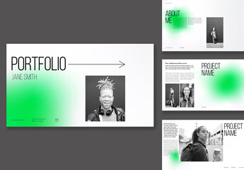 Portfolio Layout with Green Gradient Accent