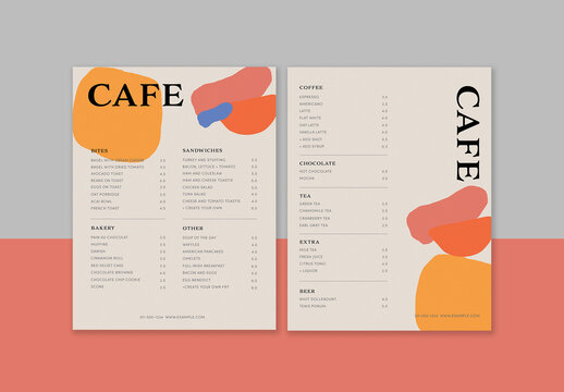 Cafe Menu Layout With Abstract Shapes