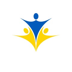 People abstract sign Ukraine flag