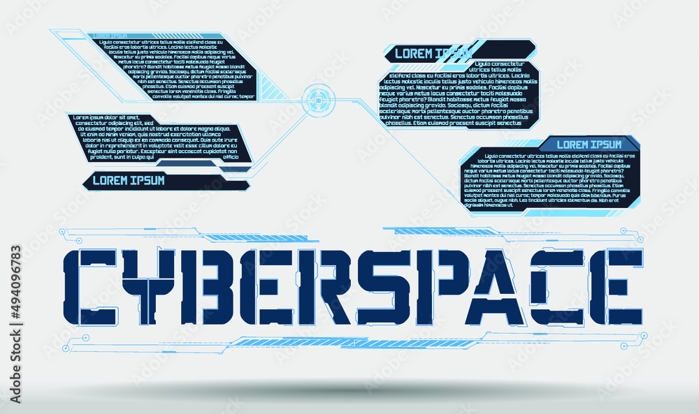 Poster Futuristic Vector HUD Interface Screen Design. Digital callouts titles. HUD UI GUI futuristic user interface screen elements set. High tech screen for video game. Sci-fi concept design
