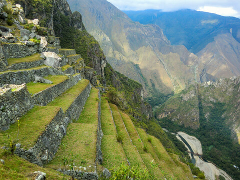 The terraces or platforms, structures of the Inca Empire in Machu Picchu - Cusco (Cuzco), Peru.