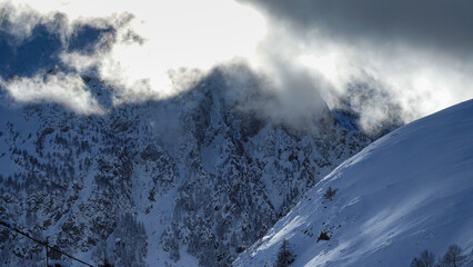 winter mountains and clouds