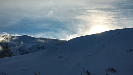 winter mountains and clouds