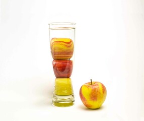 Glass and apples