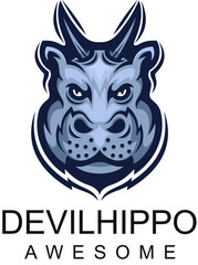 Hippo Head Mascot Logo